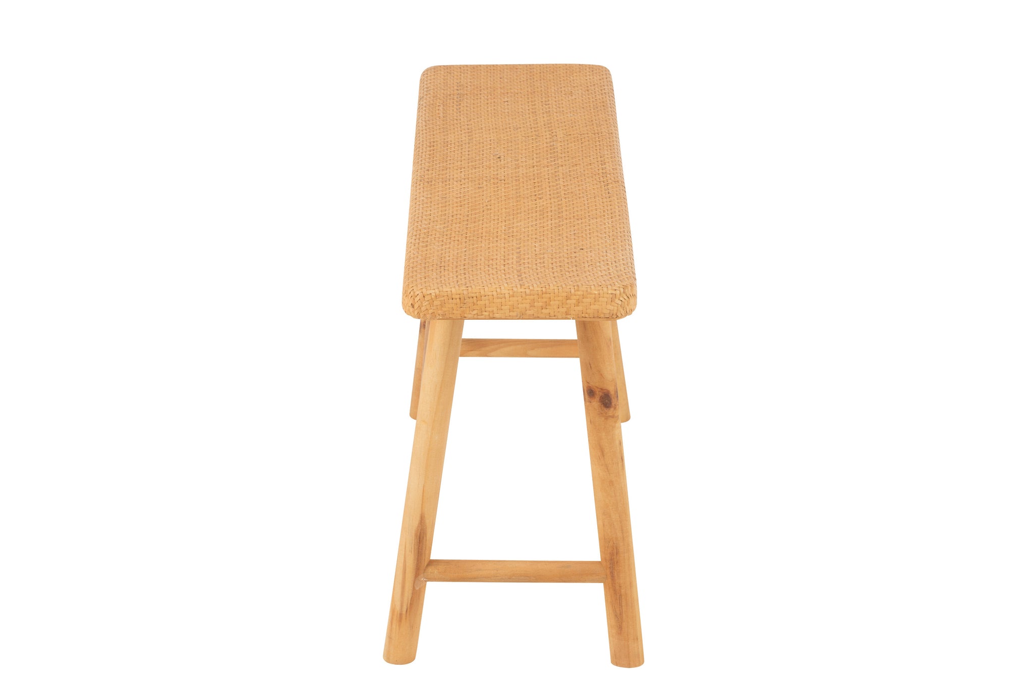 Bench Rectangular Cane/Fir Wood Natural