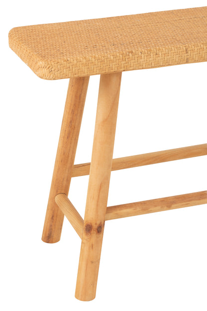 Bench Rectangular Cane/Fir Wood Natural
