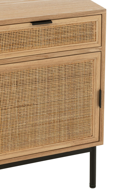 Night Table Square Mdf/Metal Natural/Black
