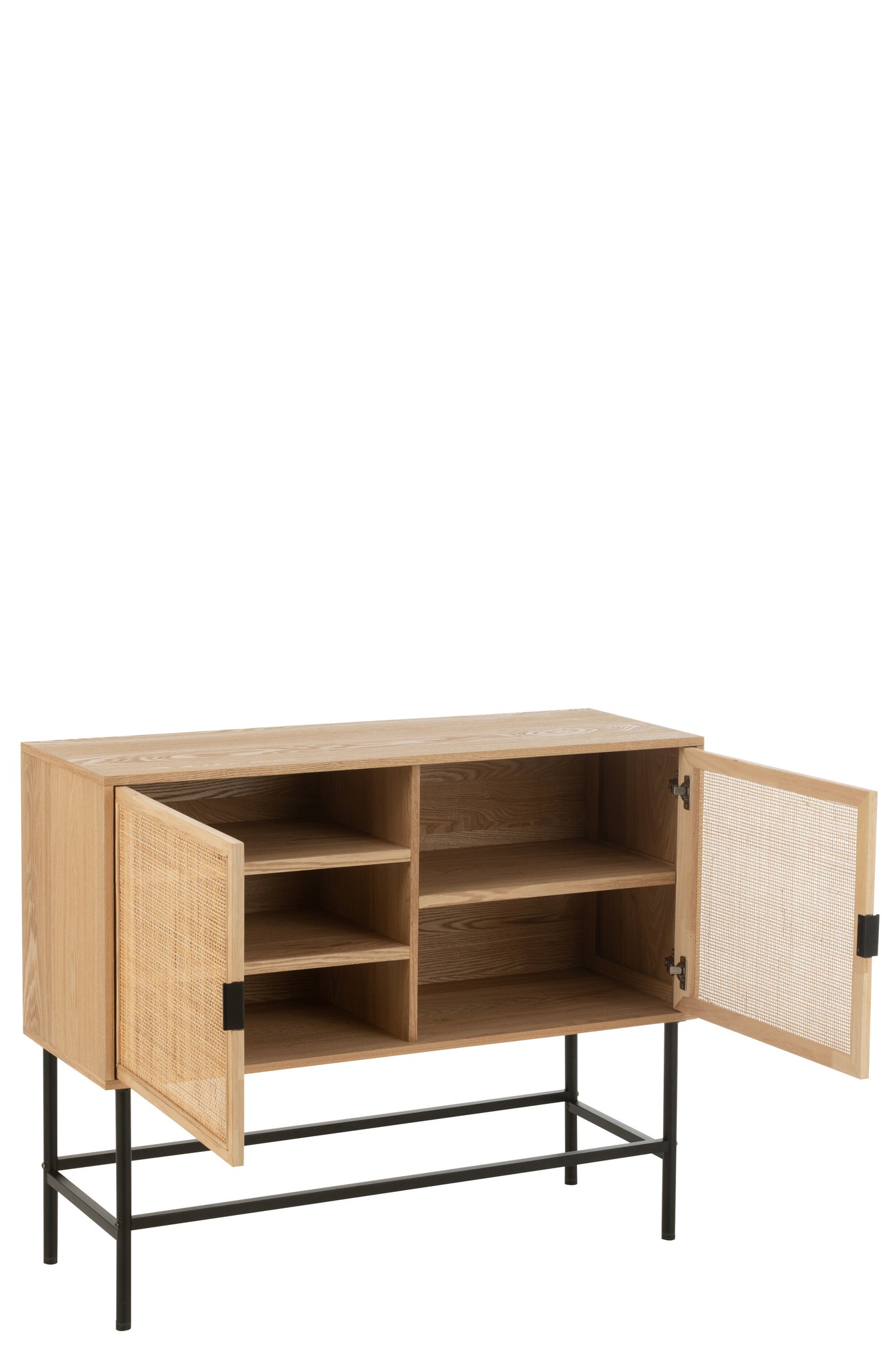 Quadratischer Schrank Metall Schwarz Natur Klein | Living and Goods