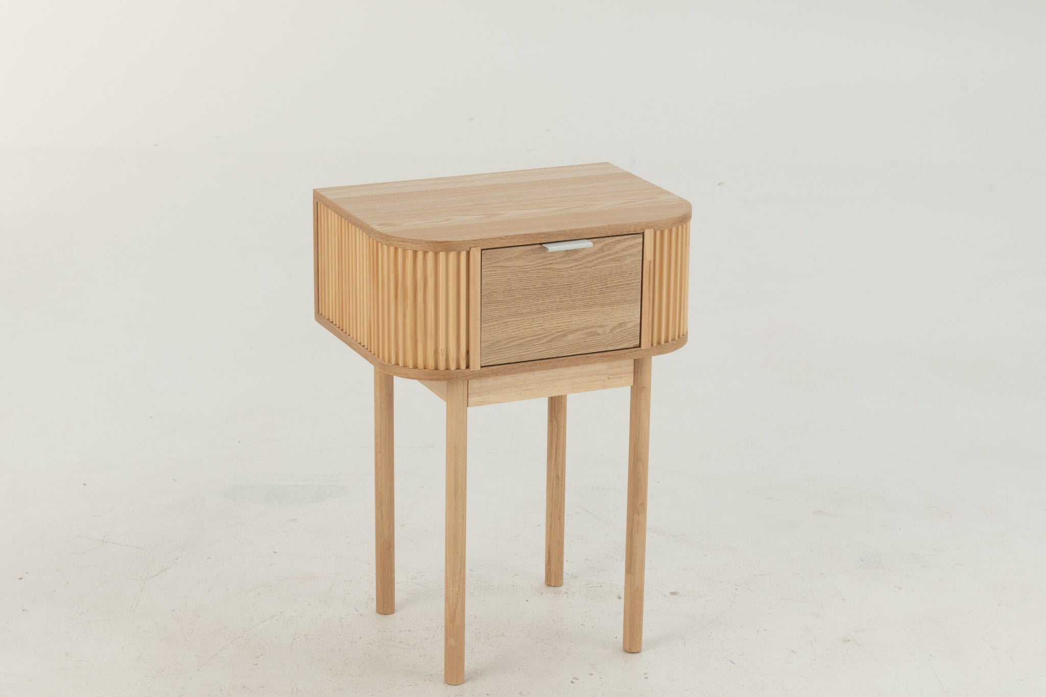 Night Table Rounded Mdf/Pine Wood Natural