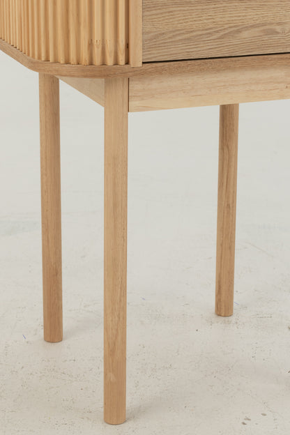 Night Table Rounded Mdf/Pine Wood Natural