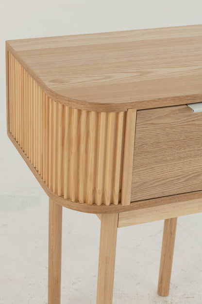 Night Table Rounded Mdf/Pine Wood Natural