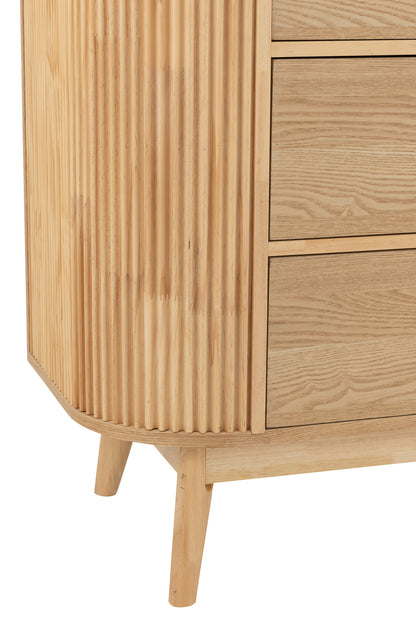 Kommode MDF Holz Rund Design Natur 80x40x80 cm