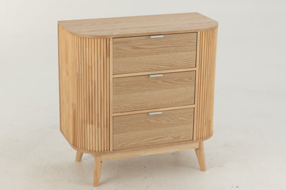Kommode MDF Holz Rund Design Natur 80x40x80 cm