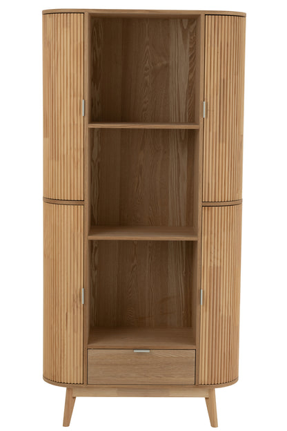 Rundes offenes Regal Holz Natur | Minimalistischer Aufbewahrungsschrank | Living and Goods