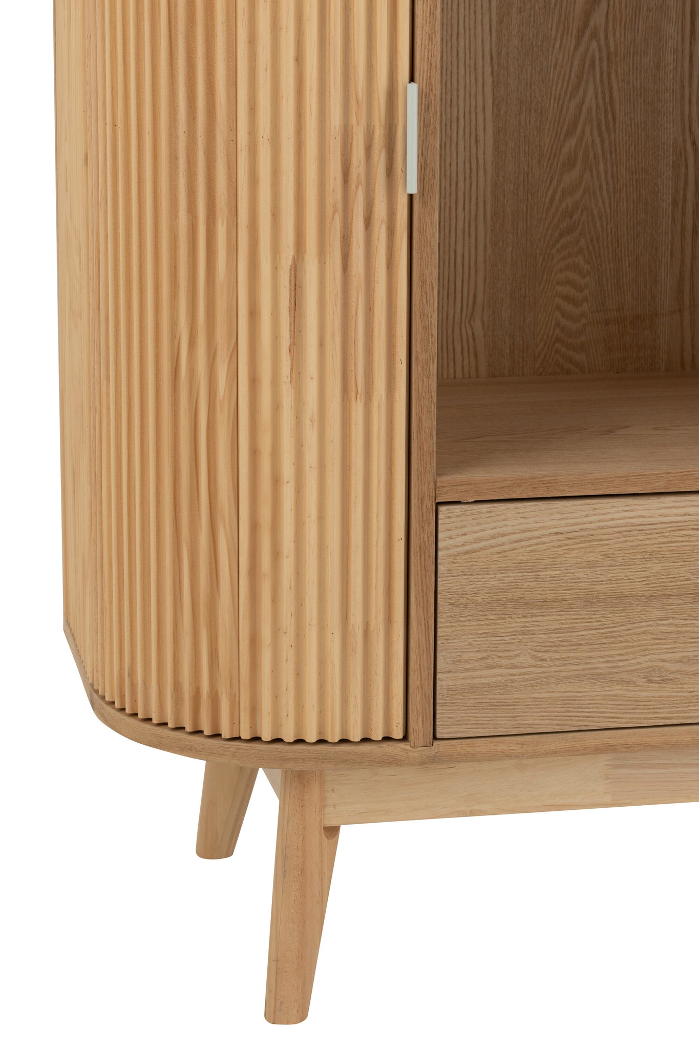 Rundes offenes Regal Holz Natur | Minimalistischer Aufbewahrungsschrank | Living and Goods