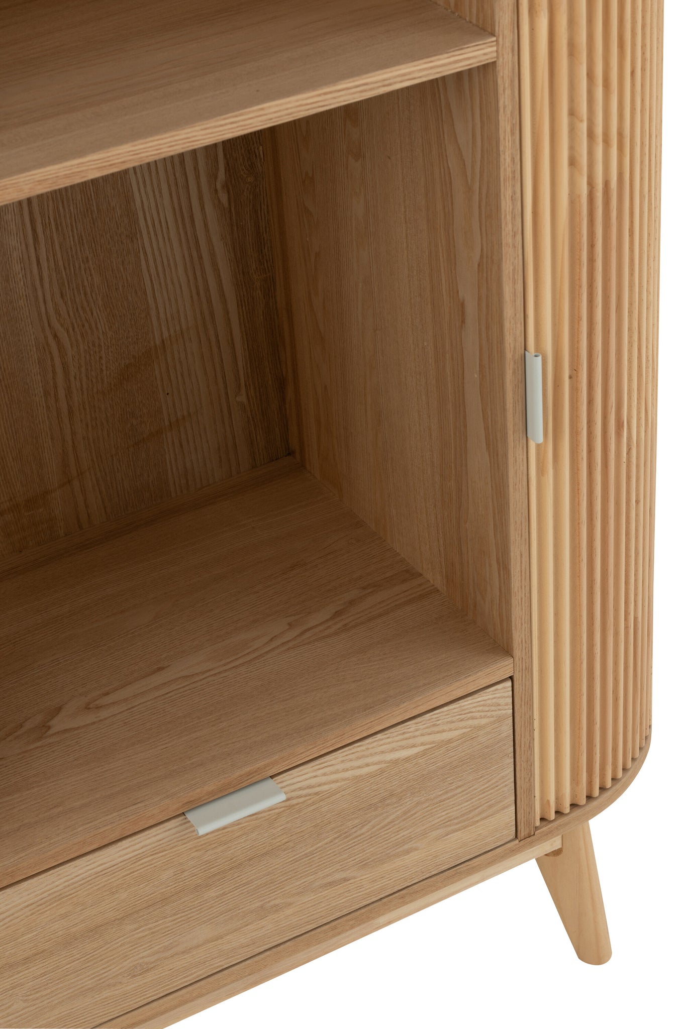 Rundes offenes Regal Holz Natur | Minimalistischer Aufbewahrungsschrank | Living and Goods
