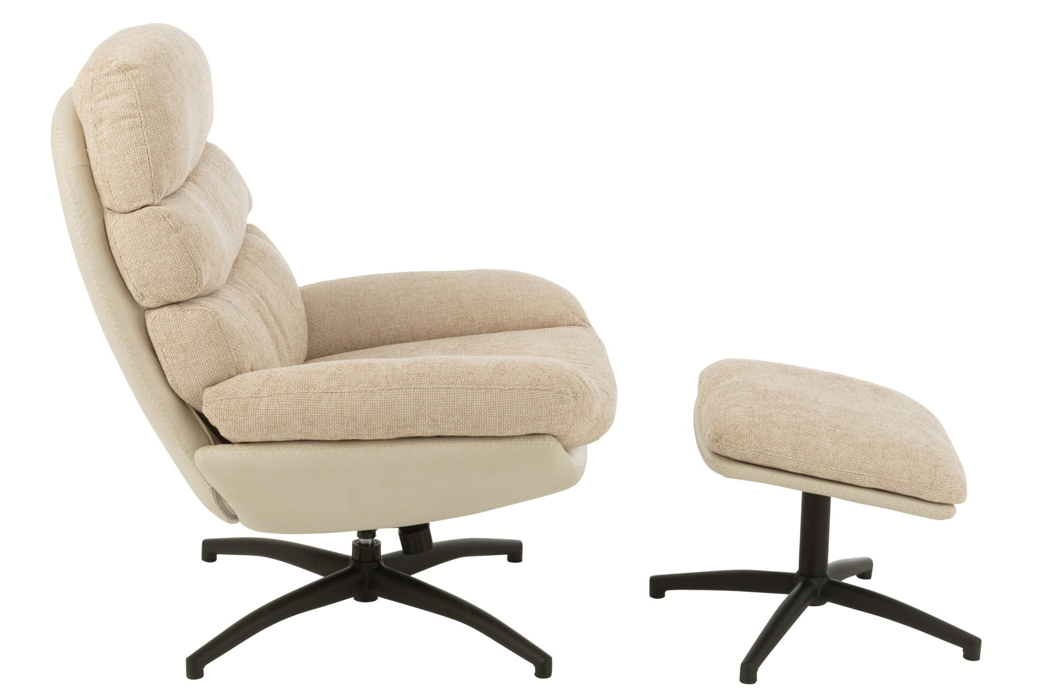 Relax Sofa + Hocker Metall/Sperrholz Grau/Schwarz