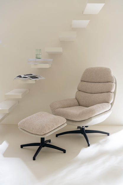 Relax Sofa + Hocker Metall/Sperrholz Grau/Schwarz