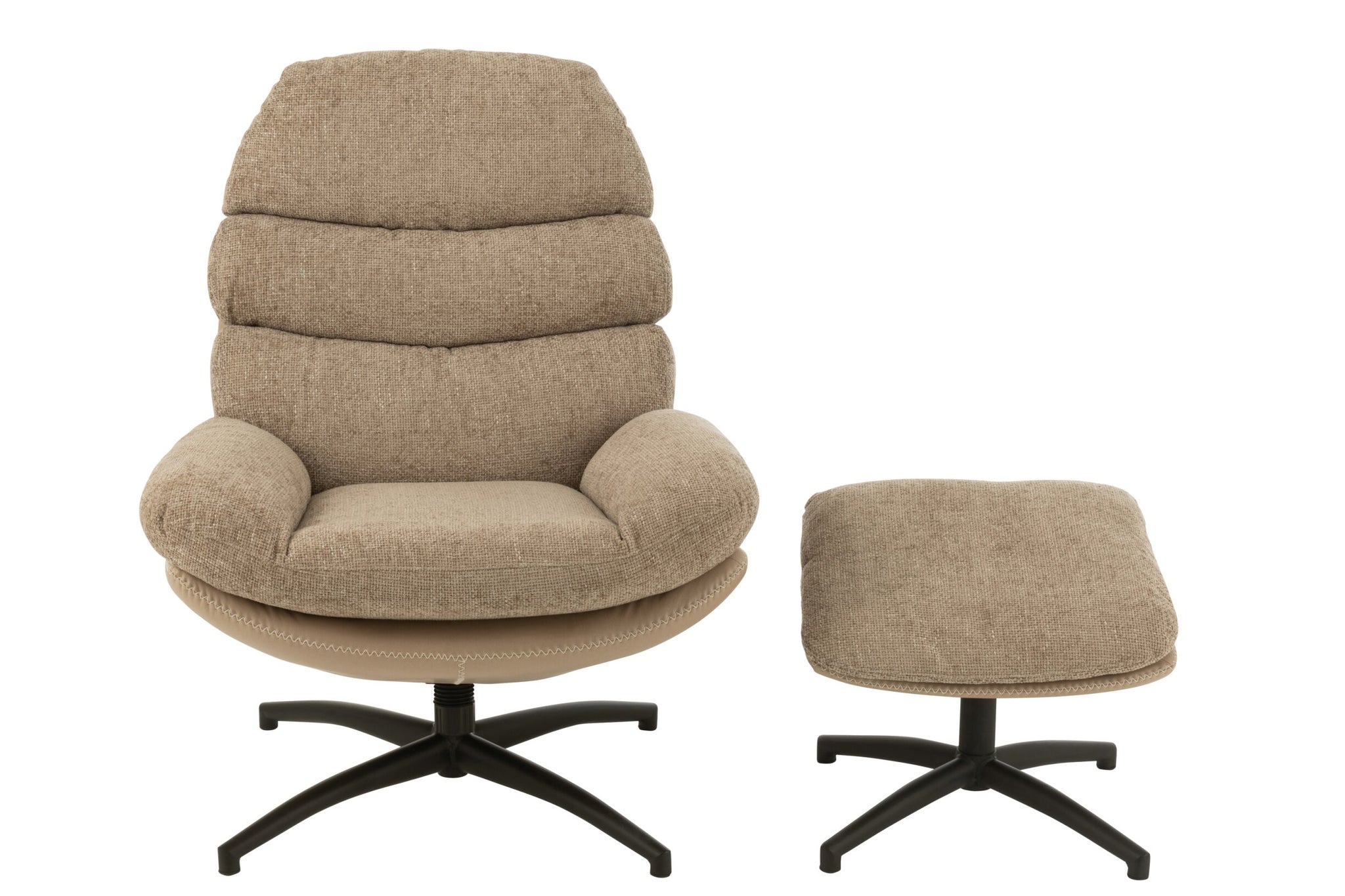 Relax Sofa + Fußhocker Metall/Sperrholz Dunkelgrau/Schwarz