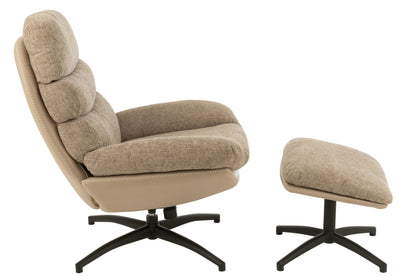 Relax Sofa + Fußhocker Metall/Sperrholz Dunkelgrau/Schwarz