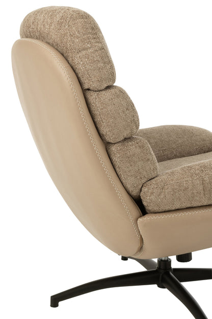 Relax Sofa + Fußhocker Metall/Sperrholz Dunkelgrau/Schwarz