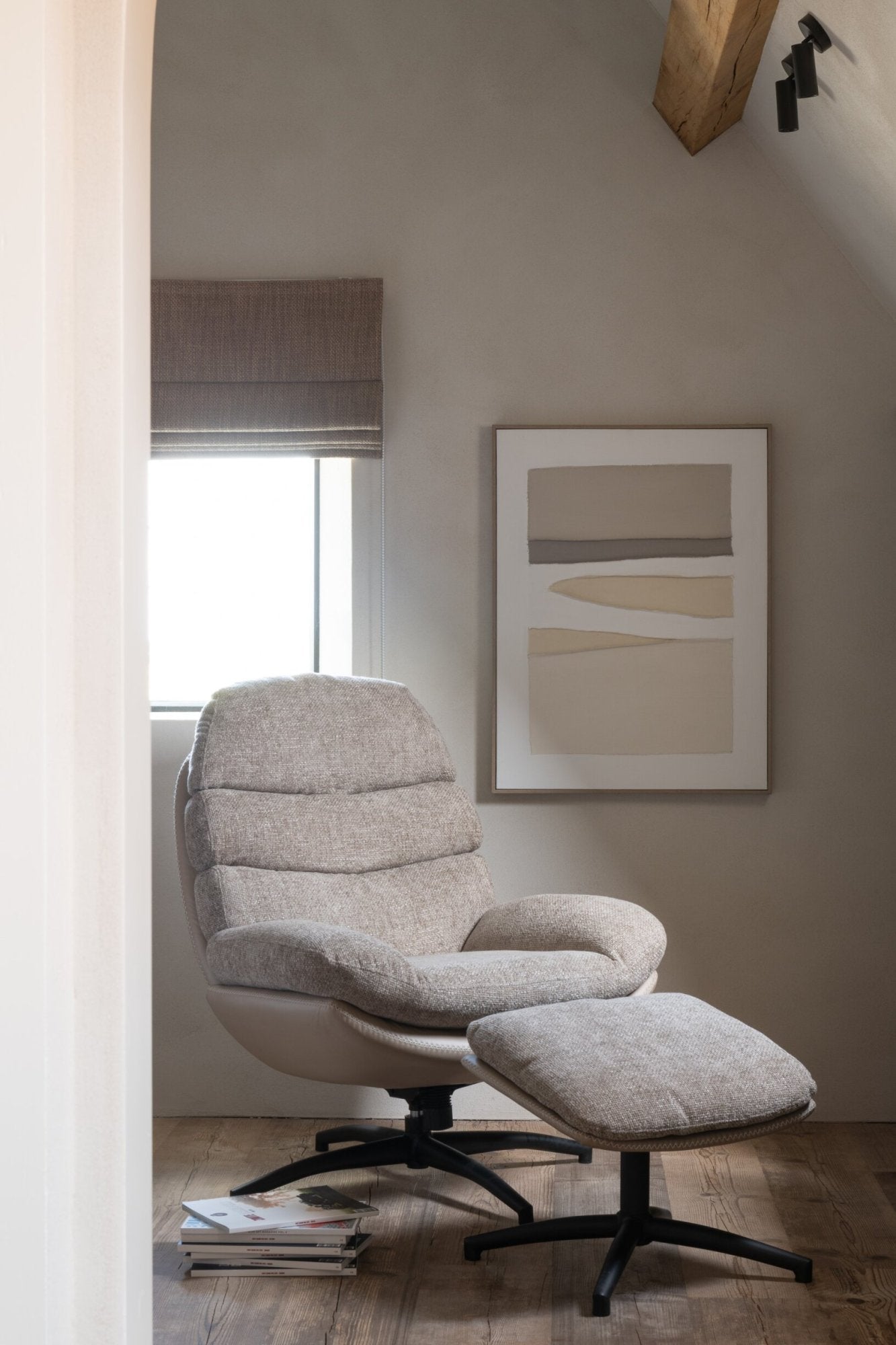 Relax Sofa + Fußhocker Metall/Sperrholz Dunkelgrau/Schwarz