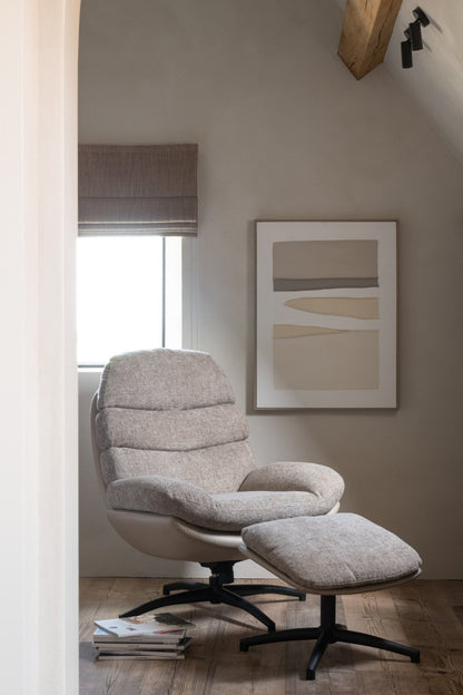 Relax Sofa + Fußhocker Metall/Sperrholz Dunkelgrau/Schwarz