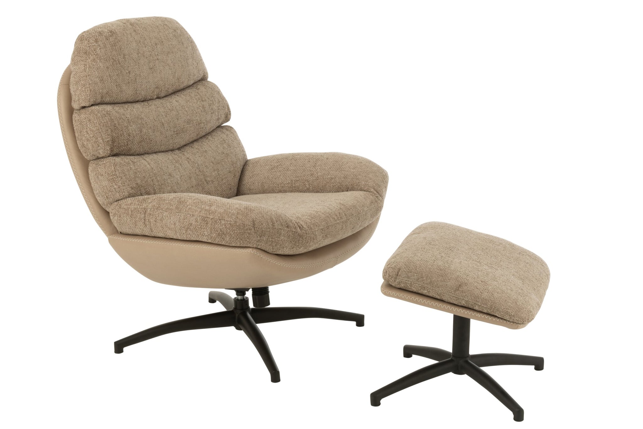 Relax Sofa + Fußhocker Metall/Sperrholz Dunkelgrau/Schwarz