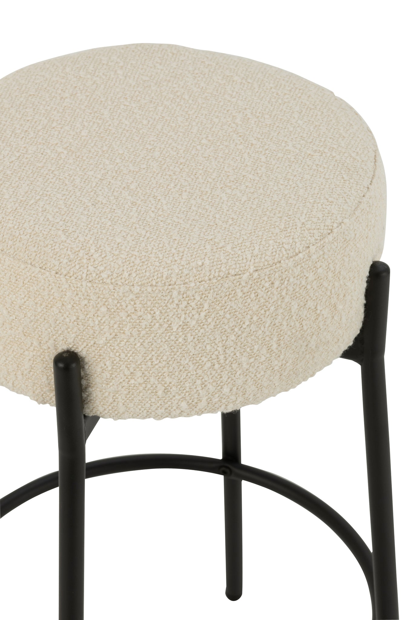 Bar Stool Boucle Plywood/Polyester White/Black