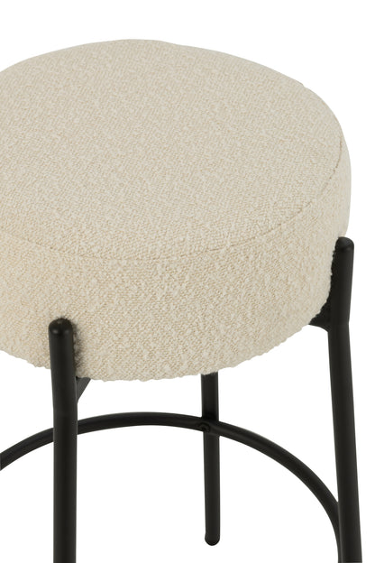 Bar Stool Boucle Plywood/Polyester White/Black
