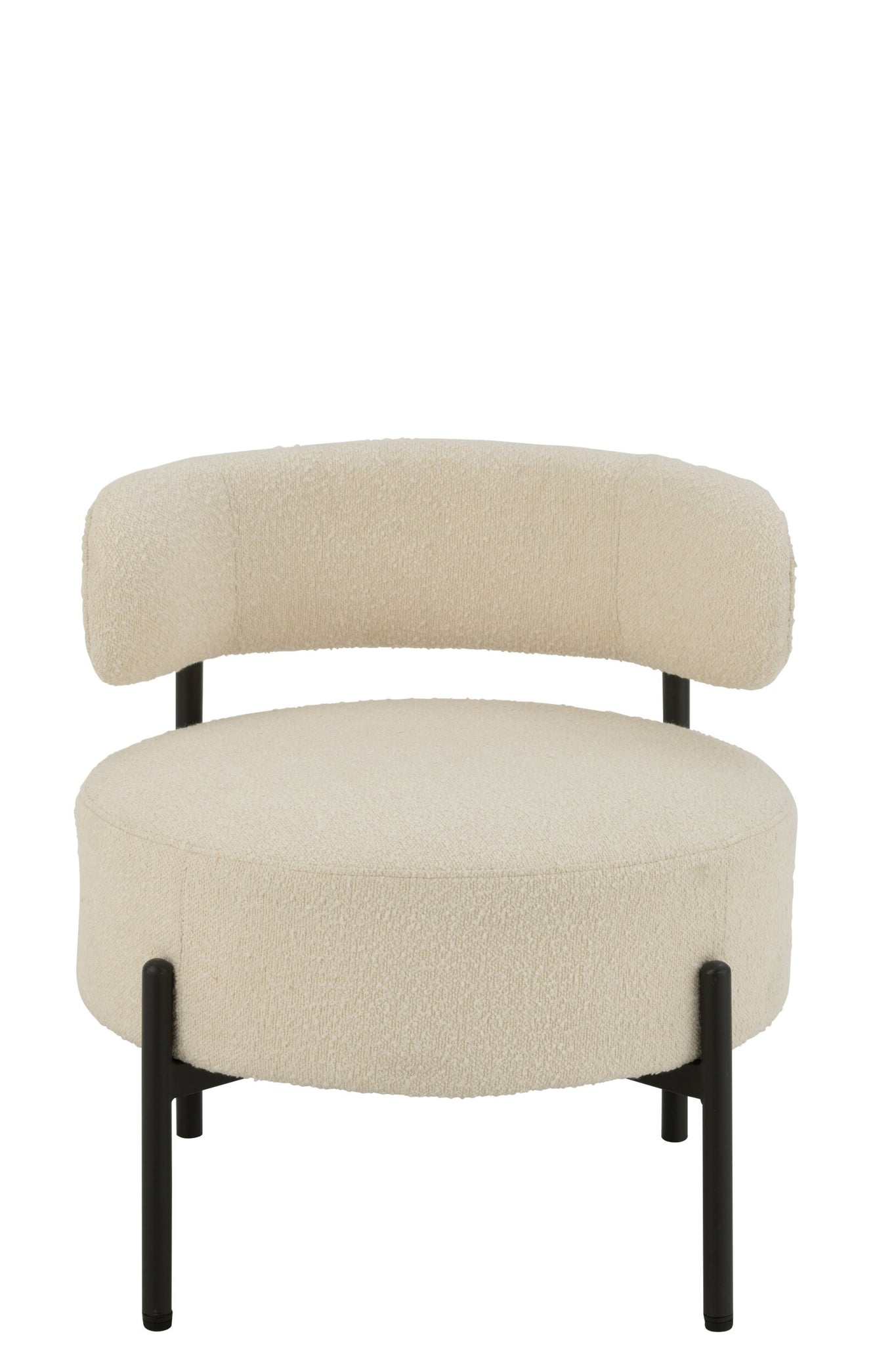 Lounge Sessel Bouclé Sperrholz/Polyester Weiß/Schwarz