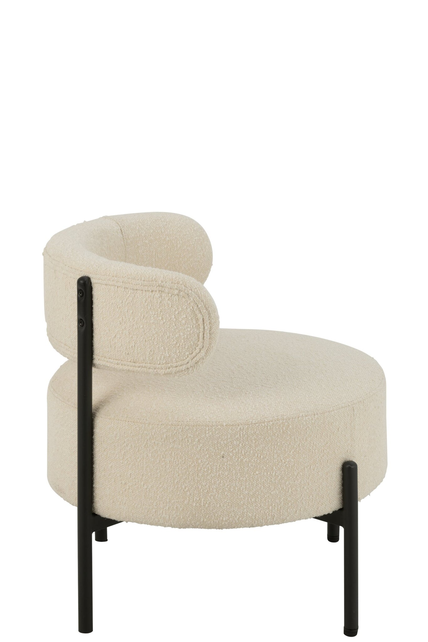 Lounge Sessel Bouclé Sperrholz/Polyester Weiß/Schwarz
