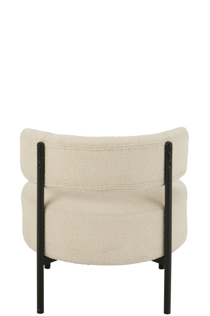 Lounge Sessel Bouclé Sperrholz/Polyester Weiß/Schwarz