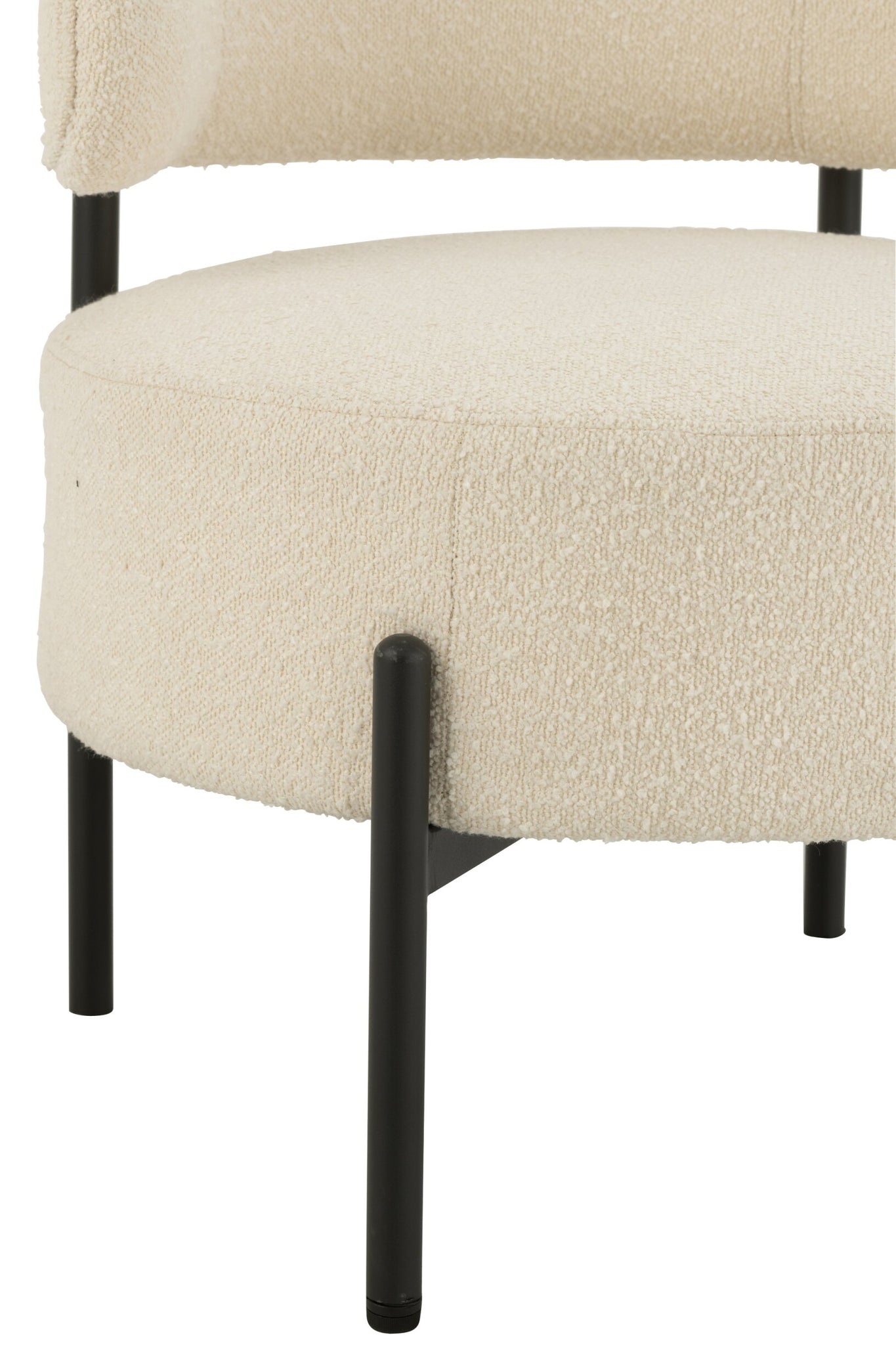 Lounge Sessel Bouclé Sperrholz/Polyester Weiß/Schwarz