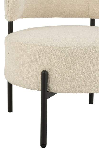Lounge Sessel Bouclé Sperrholz/Polyester Weiß/Schwarz
