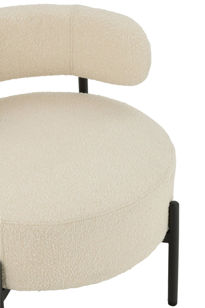 Lounge Sessel Bouclé Sperrholz/Polyester Weiß/Schwarz