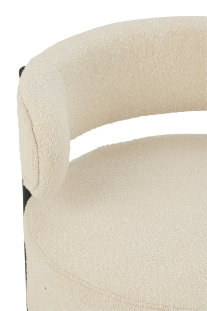 Lounge Sessel Bouclé Sperrholz/Polyester Weiß/Schwarz