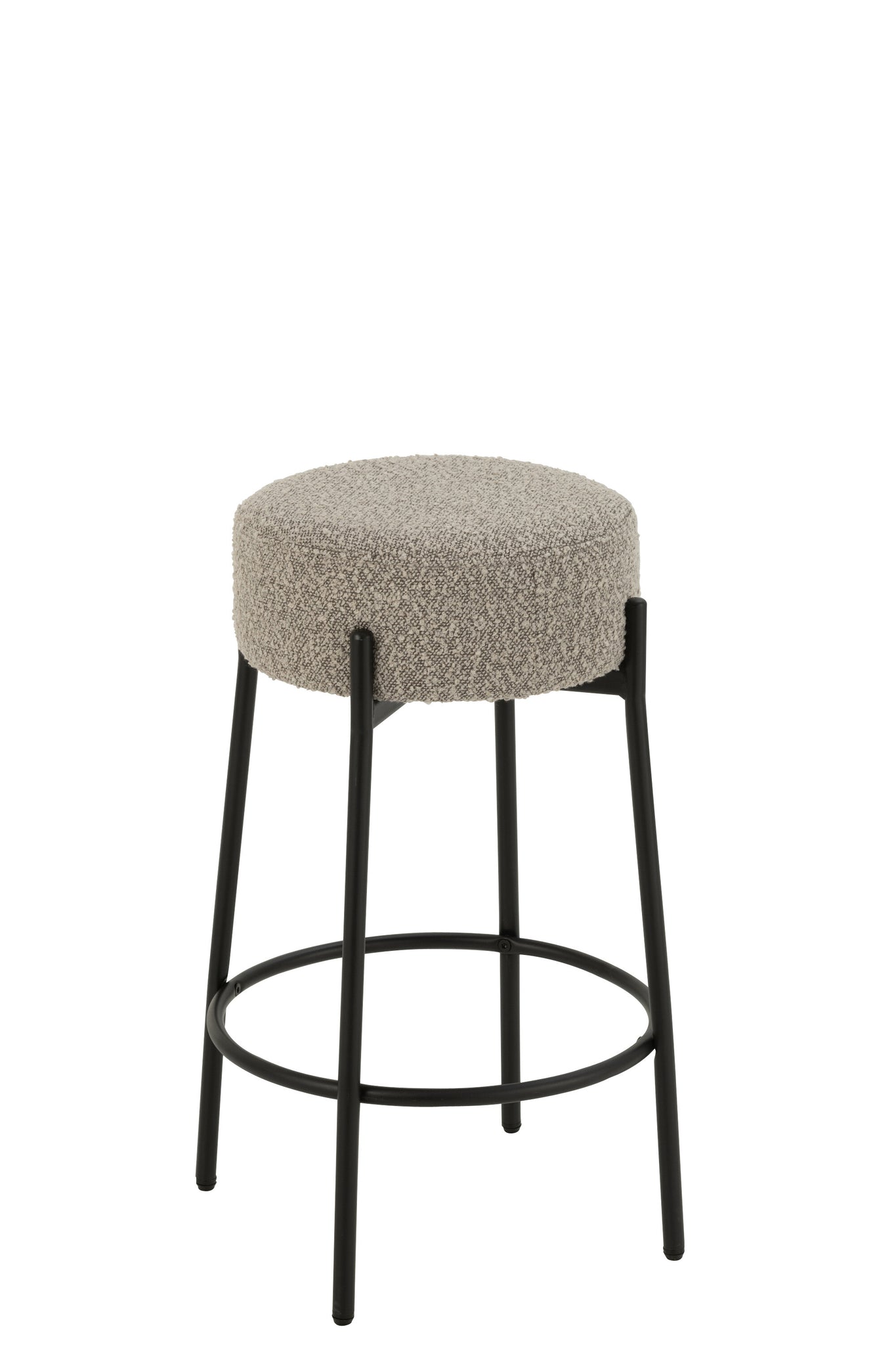 Bar Stool Boucle Plywood/Polyester Grey/Black