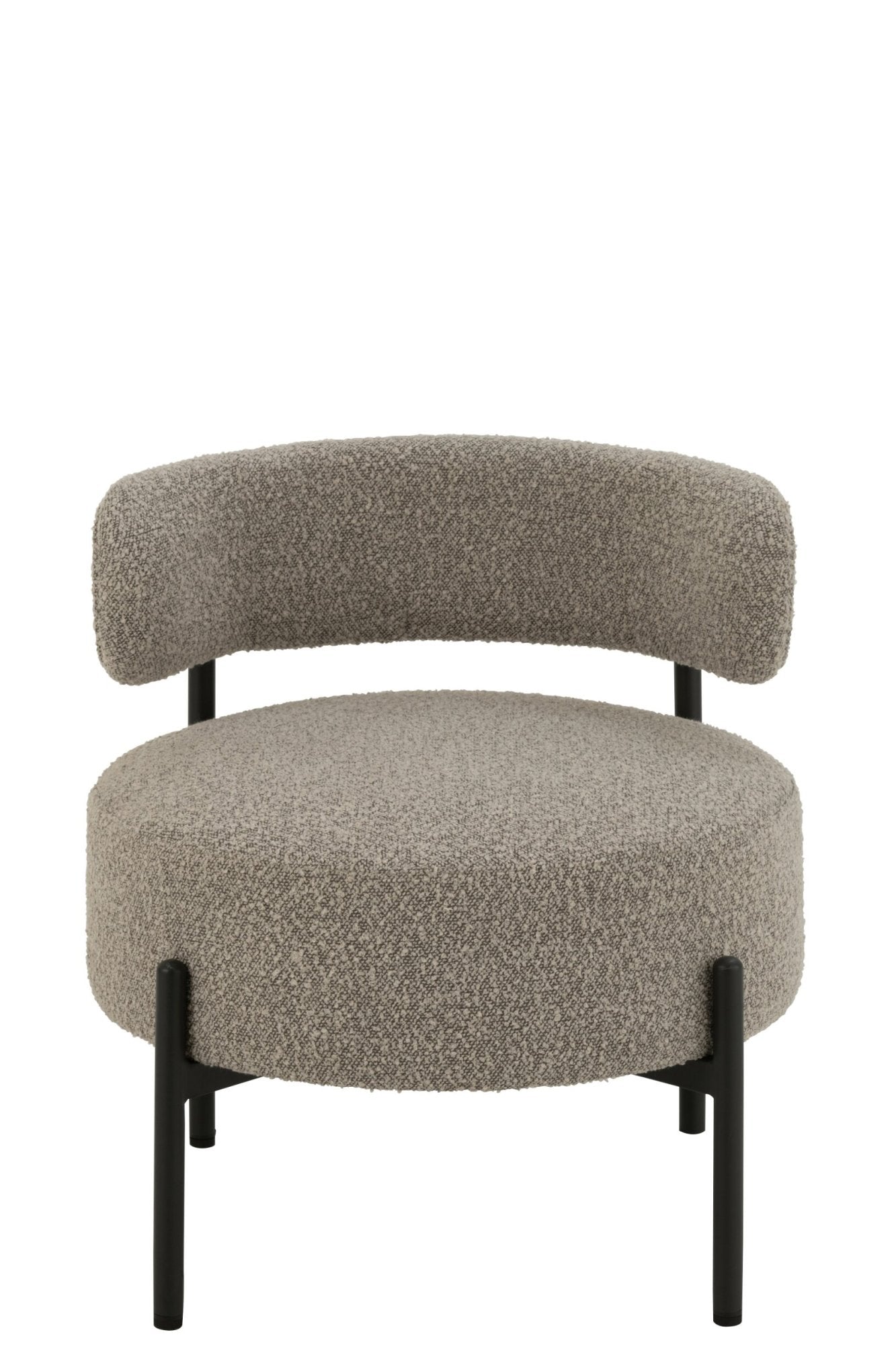 Loungesessel Bouclé Sperrholz/Polyester Grau/Schwarz