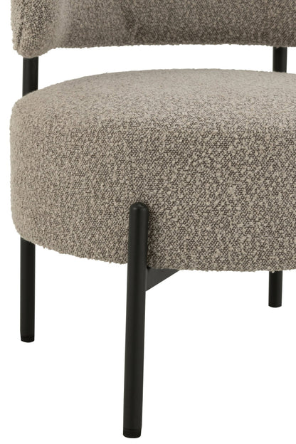 Loungesessel Bouclé Sperrholz/Polyester Grau/Schwarz