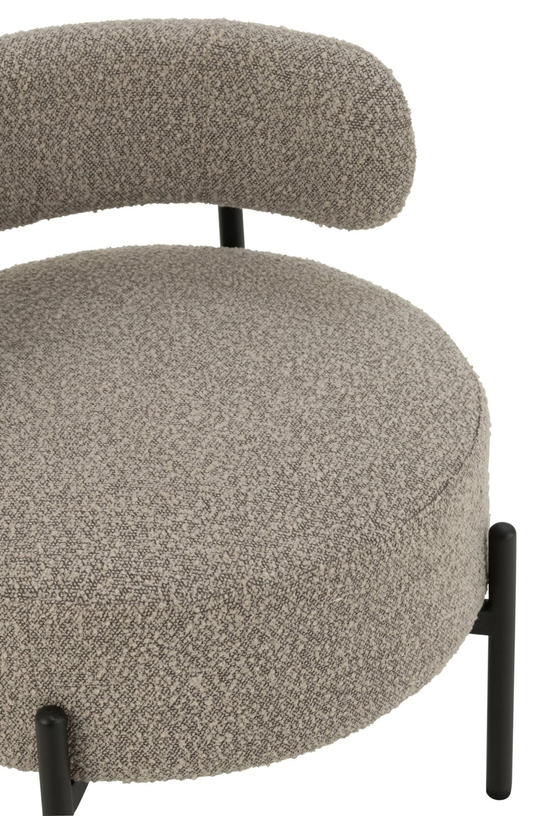 Loungesessel Bouclé Sperrholz/Polyester Grau/Schwarz