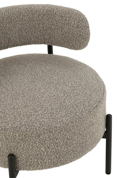 Loungesessel Bouclé Sperrholz/Polyester Grau/Schwarz