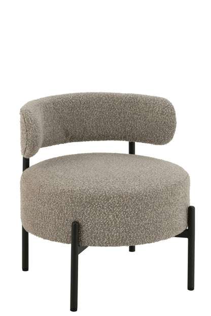 Loungesessel Bouclé Sperrholz/Polyester Grau/Schwarz