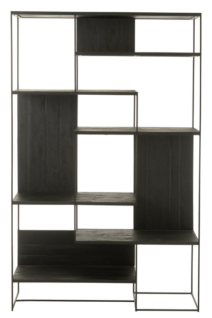Shelf Modern Teak Wood/Metal Black