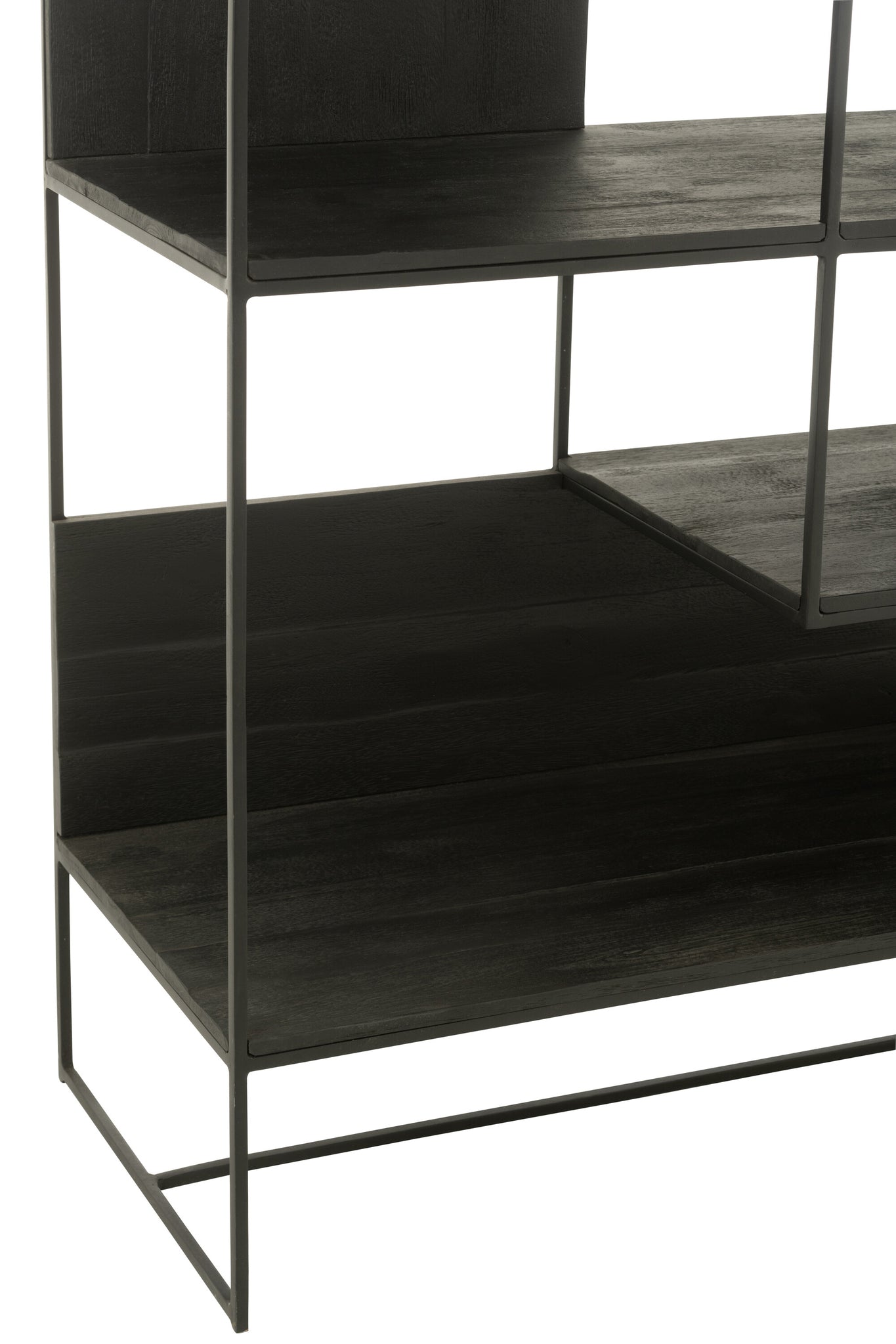 Shelf Modern Teak Wood/Metal Black