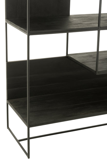 Shelf Modern Teak Wood/Metal Black