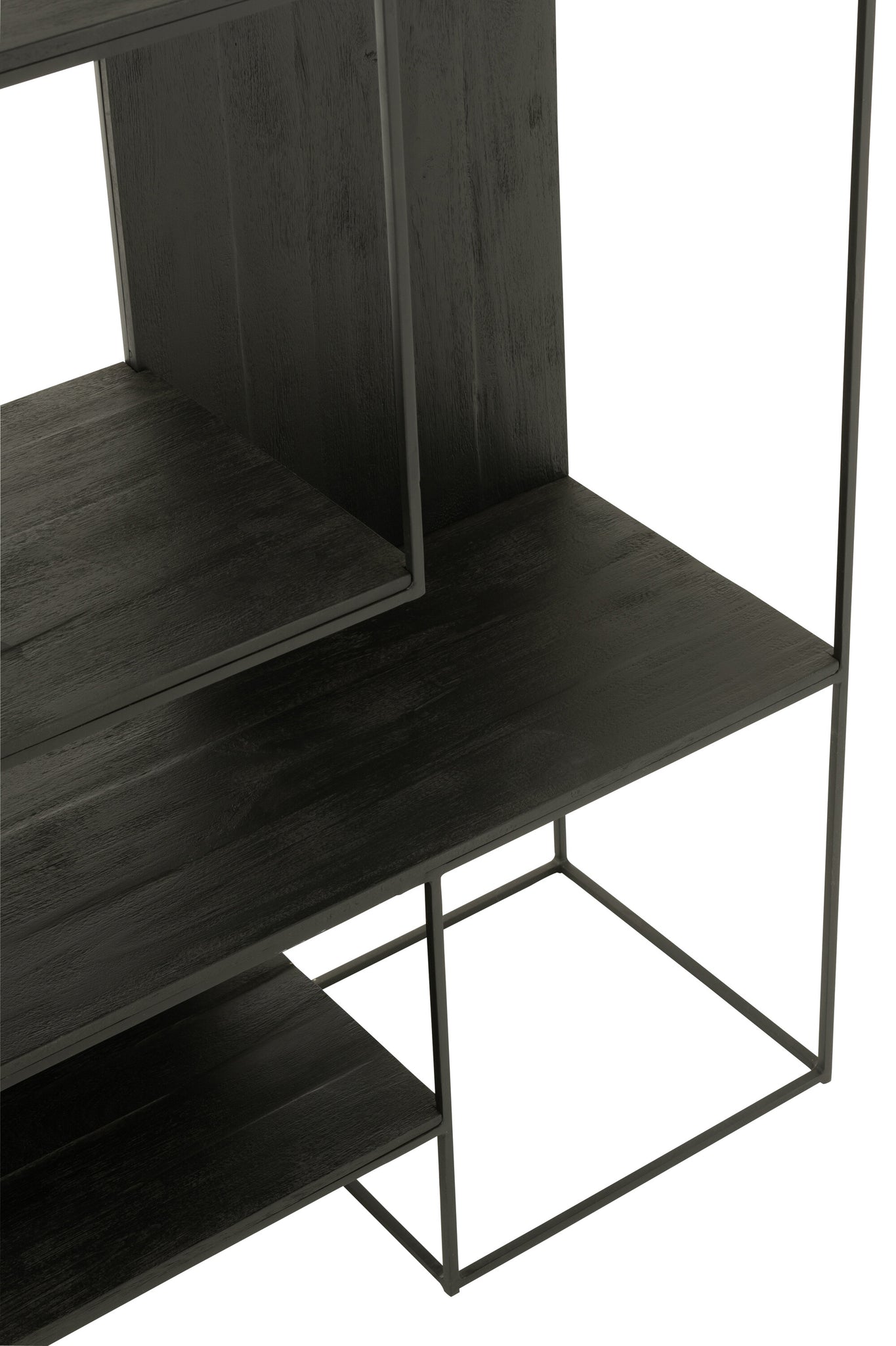 Shelf Modern Teak Wood/Metal Black