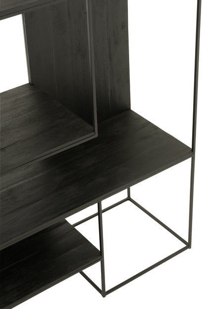 Shelf Modern Teak Wood/Metal Black