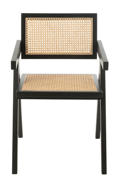 Stuhlgitter Eschenholz/Rattan Schwarz