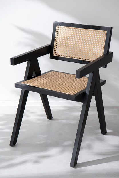 Stuhlgitter Eschenholz/Rattan Schwarz