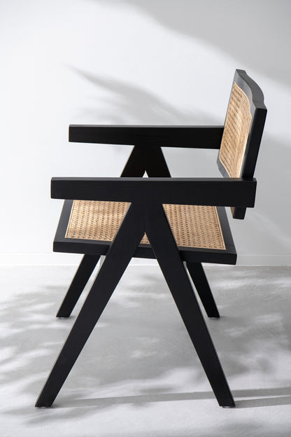 Stuhlgitter Eschenholz/Rattan Schwarz