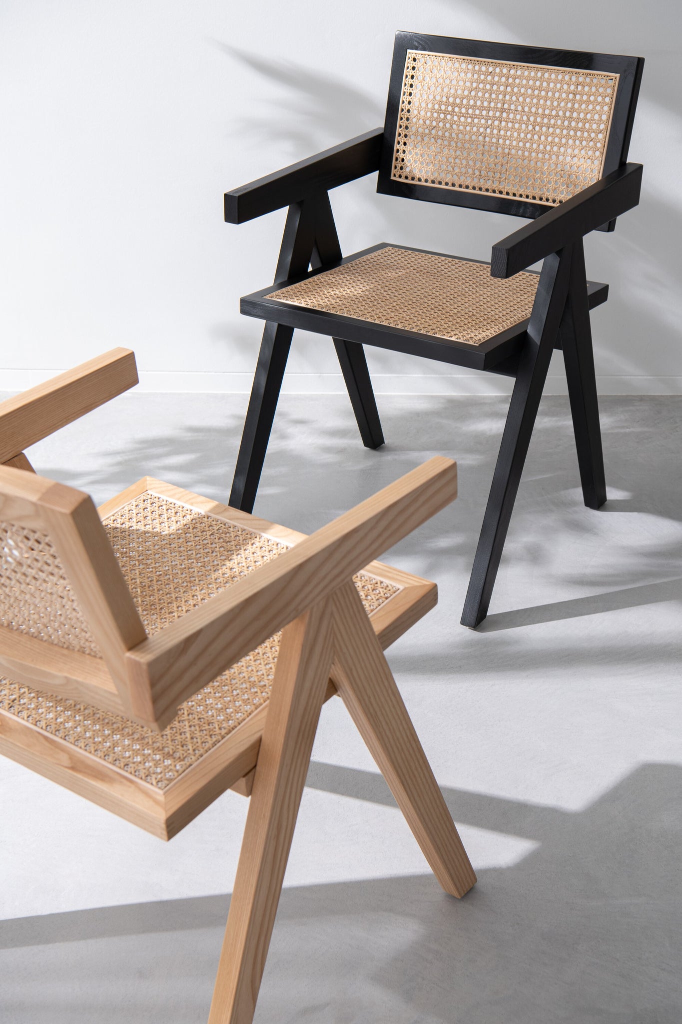 Stuhlgitter Eschenholz/Rattan Schwarz