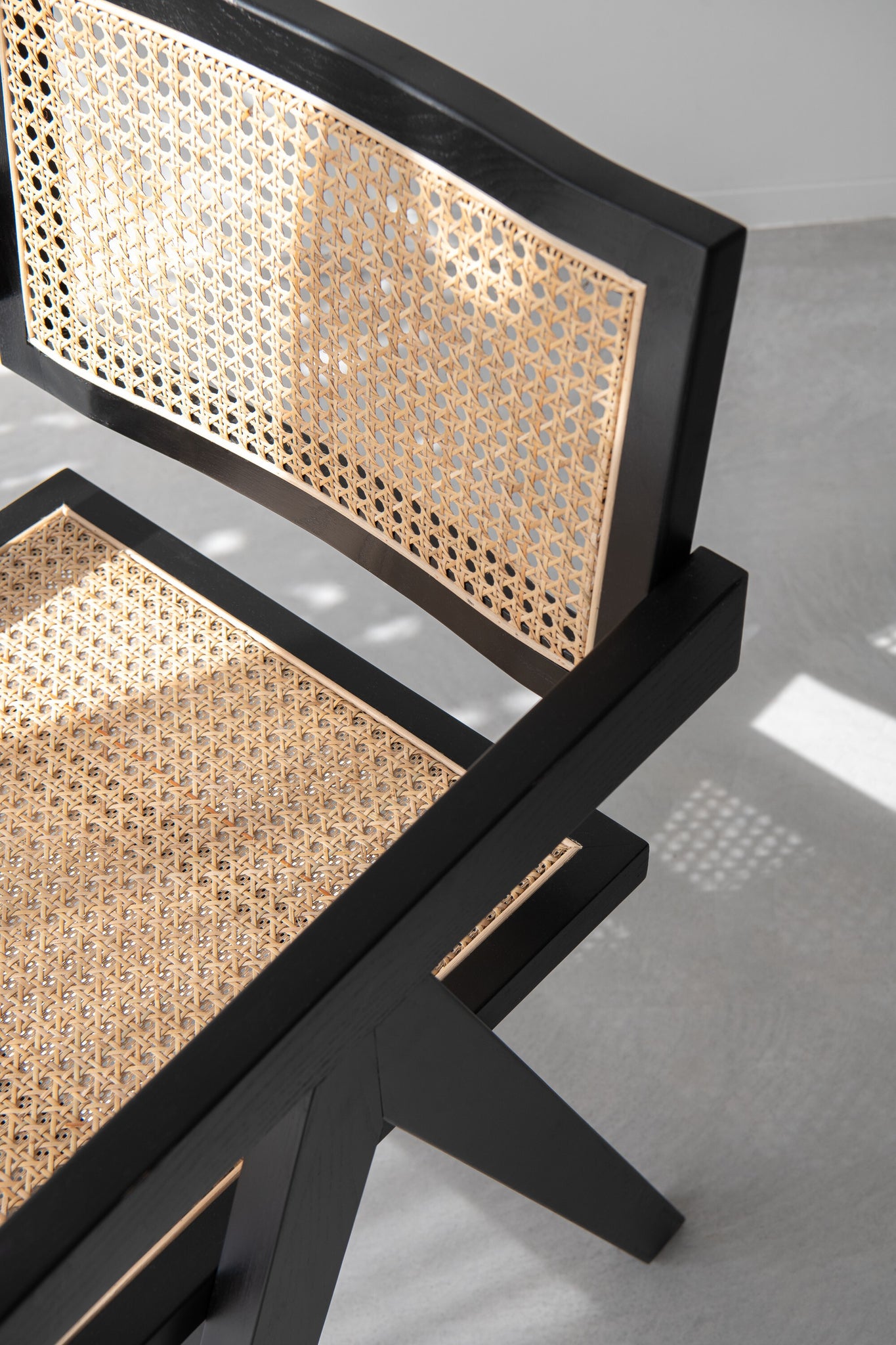 Stuhlgitter Eschenholz/Rattan Schwarz