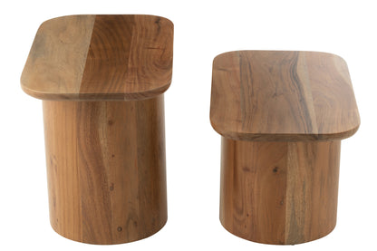 Set Of 2 Side Tables Acacia Wood/Mdf Natural