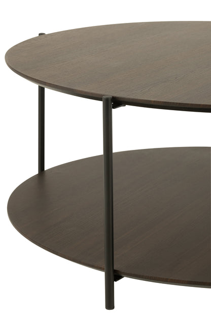 Runder Couchtisch aus MDF/Metall, dunkelbraun, klein