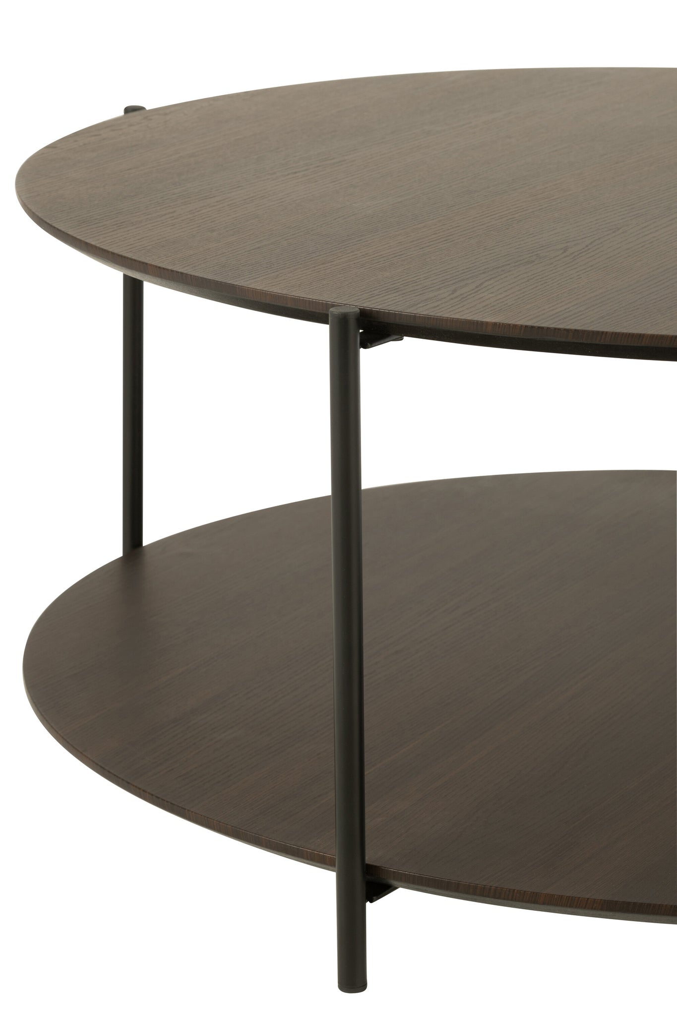 Runder Couchtisch aus MDF/Metall, dunkelbraun, klein