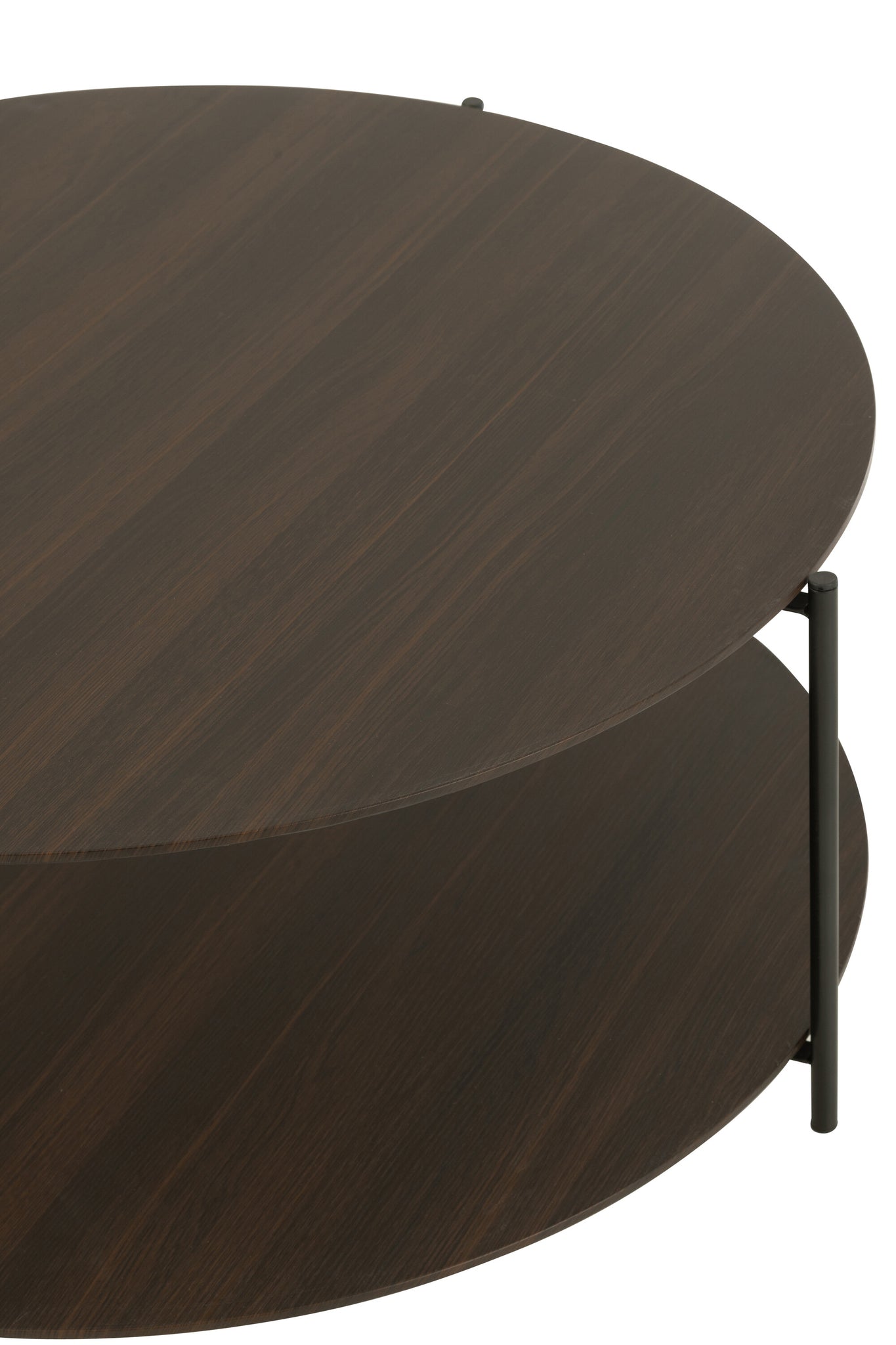 Runder Couchtisch aus MDF/Metall, dunkelbraun, klein