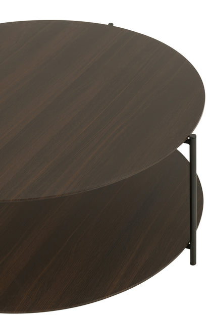 Runder Couchtisch aus MDF/Metall, dunkelbraun, klein